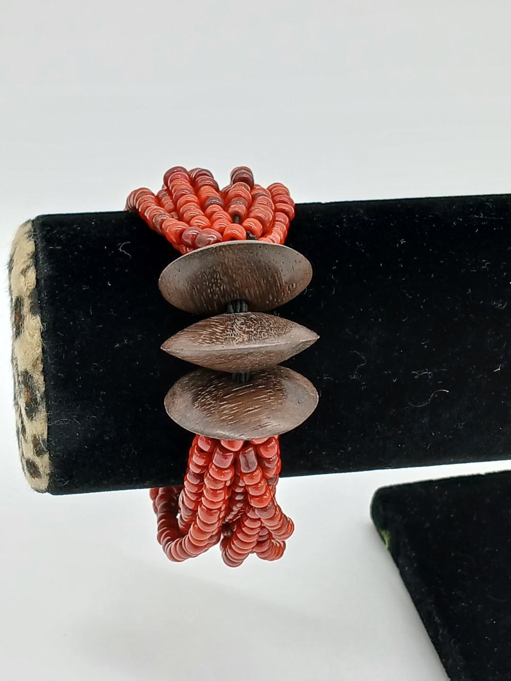 NWT Ten Thousand Villages Bead of Bail Red Multi-Strand Bracelet Wooden Accent